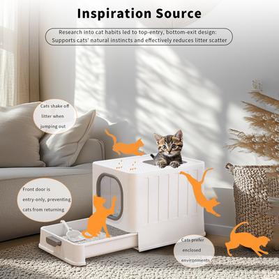 Show full view: Wisfor Cat Litter Box with Drawer, Lid & Scoop slide 6 of 8