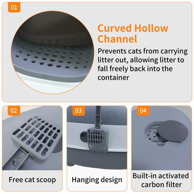 Show full view: Wisfor Compact Enclosed Cat Litter Box with Scoop slide 7 of 8