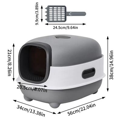 Show full view: Wisfor Compact Enclosed Cat Litter Box with Scoop slide 4 of 8