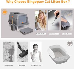 Wisfor Leak-Proof Stainless Steel Covered Cat Litter Box with Lid, Metal Cat Box & Litter Scoop, Gray, 23.62 x 15.74 x 15.94-in slide 2 of 9