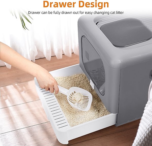 Show full view: Wisfor Detachable Top Front Entry Cat Litter Box with Scoop slide 3 of 7