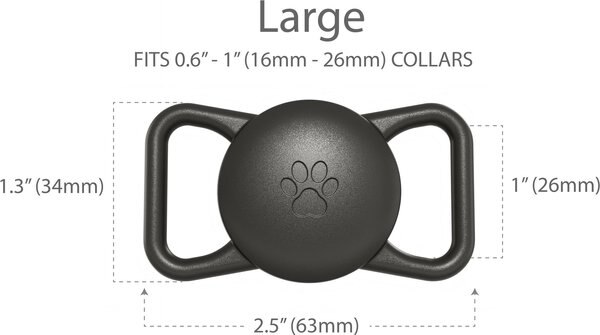 Airpet Locator Tag with Collar Holder Reflective Silicone Dog Collar, White, 10 to 14-in neck, 1-in wide