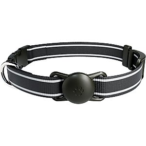 Airpet Locator Tag with Collar Holder Silicone Dog Collar, Black, 8 to 10-in neck, 1-in wide