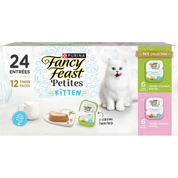 Fancy Feast Petites Variety Pack Tender Pate Gourmet Wet Kitten Food, 2.8-oz tub, case of 12