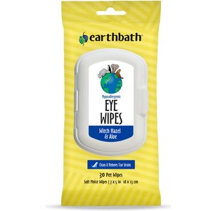 Earthbath Fragrance Free Hypoallergenic Cat & Dog Eye Wipes, 30 count