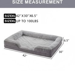 LFC PETS Water-resistant Orthopedic Bolster Dog & Cat Sofa Bed with Removable Cover, Grey, X-Large slide 2 of 7