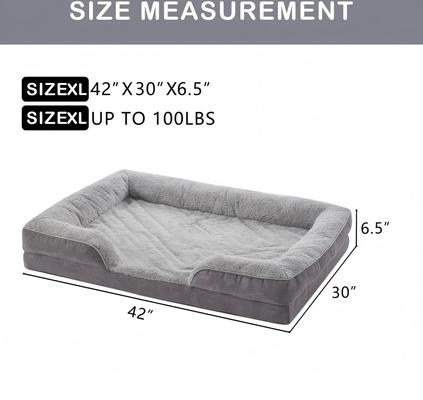 Show full view: LFC PETS Waterproof Orthopedic Bolster Dog & Cat Sofa Bed with Removable Cover, Grey, X-Large slide 3 of 10