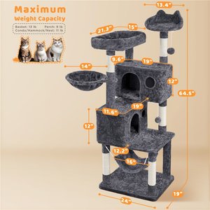 Yaheetech Multi-Level Cat Tree, 64.5-in, Dark Gray