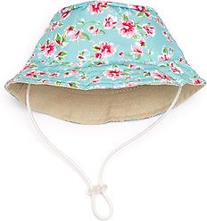 The Worthy Dog Watercolor Floral Bucket Dog Hat, Teal, Large