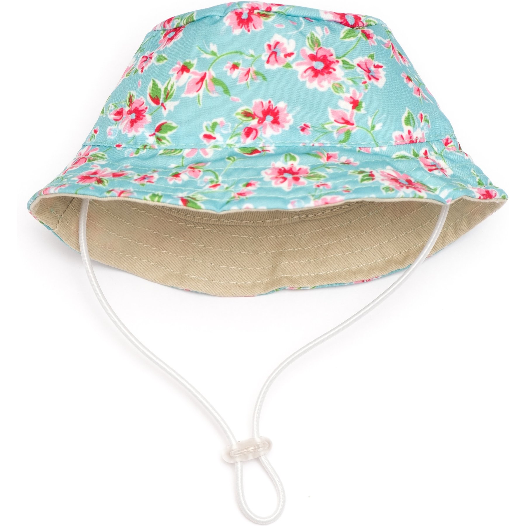 The Worthy Dog Watercolor Floral Bucket Dog Hat, Teal, X-Large