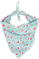 The Worthy Dog Watercolor Floral Dog Bandana, Teal, Small