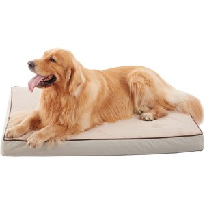 LFC PETS Orthopedic Memory Foam Dog & Cat Bed with Removable Cover, Khaki, Large