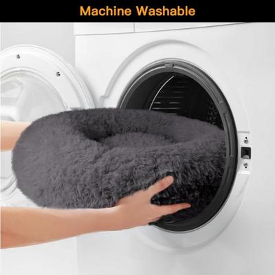 Show full view: LFC PETS Calming Anti-Anxiety Donut Dog & Cat Bed, Dark Grey, Large slide 7 of 9