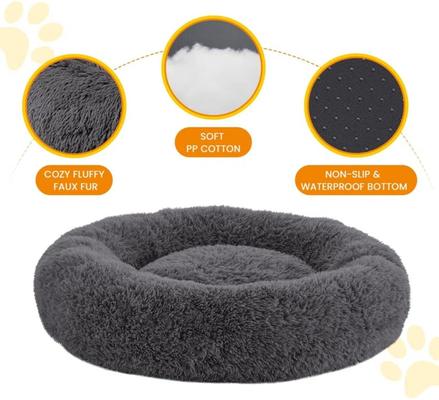 Show full view: LFC PETS Calming Anti-Anxiety Donut Dog & Cat Bed, Dark Grey, Medium slide 4 of 8