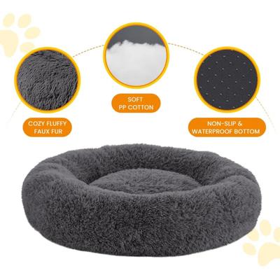 Show full view: LFC PETS Calming Anti-Anxiety Donut Dog & Cat Bed, Dark Grey, Large slide 5 of 9