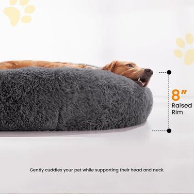 Show full view: LFC PETS Calming Anti-Anxiety Donut Dog & Cat Bed, Dark Grey, Large slide 4 of 9