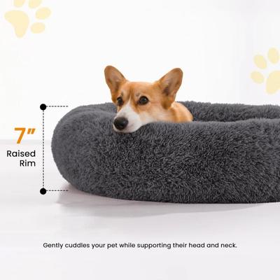 Show full view: LFC PETS Calming Anti-Anxiety Donut Dog & Cat Bed, Dark Grey, Medium slide 3 of 8
