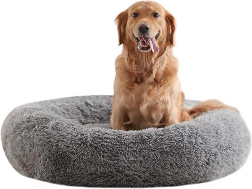 Show full view: LFC PETS Calming Anti-Anxiety Donut Dog & Cat Bed, Grey, Medium slide 6 of 8