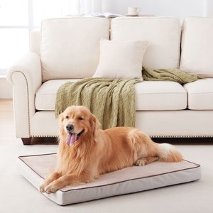 LFC PETS Orthopedic Memory Foam Dog & Cat Bed with Removable Cover, Khaki, X-Large