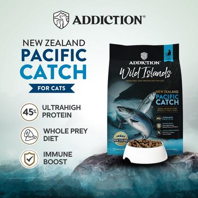 Show full view: Addiction Premium Wild Islands Pacific Catch Seafood & Fish Grain-Free & High-Protein Dry Cat Food, 4-lb bag slide 3 of 11