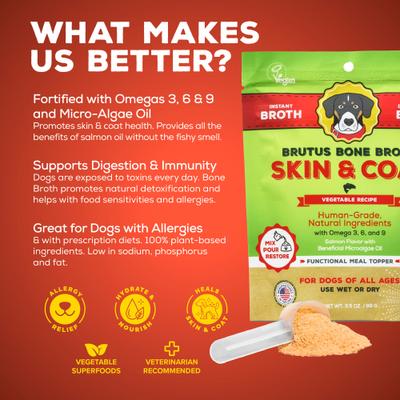 Show full view: Brutus Broth Skin & Coat Vegetable Broth Powder with Omega 3-6-9 Grain-Free Dog Supplements, 3.5-oz pouch slide 3 of 11