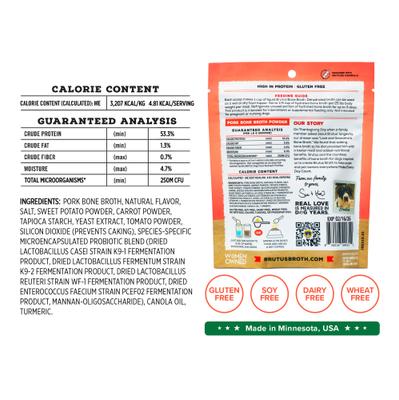 Show full view: Brutus Broth Probiotic Pork Instant Bone Broth Powder Grain-Free Digestive Health Dog Supplements, 3.5-oz pouch slide 9 of 11
