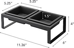 Yamazaki Home Tower Elevated Double Dog & Cat Bowl with Stand, 1.25-cup, Black, Tall slide 2 of 6