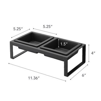 Show full view: Yamazaki Home Tower Elevated Double Dog & Cat Bowl with Stand, 1.25-cup, Black, Tall slide 6 of 6