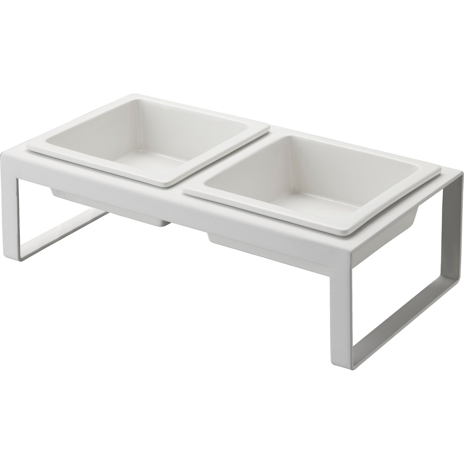 Yamazaki Home Tower Elevated Double Dog & Cat Bowl with Stand, 1.25-cup, White, Tall