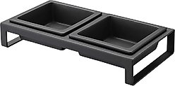 Yamazaki Home Tower Elevated Double Dog & Cat Bowl with Stand, 1.25-cup, Black, Short