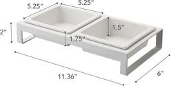 Yamazaki Home Tower Elevated Double Dog & Cat Bowl with Stand, 1.25-cup, White, Short slide 2 of 9