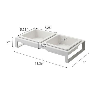 Show full view: Yamazaki Home Tower Elevated Double Dog & Cat Bowl with Stand, 1.25-cup, White, Short slide 9 of 10