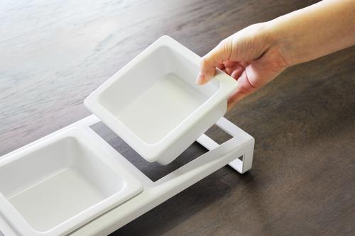 Show full view: Yamazaki Home Tower Elevated Double Dog & Cat Bowl with Stand, 1.25-cup, White, Short slide 8 of 10