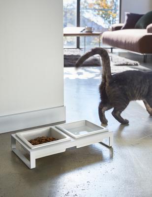 Show full view: Yamazaki Home Tower Elevated Double Dog & Cat Bowl with Stand, 1.25-cup, White, Short slide 5 of 10
