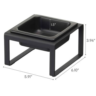 Show full view: Yamazaki Home Tower Elevated Single Dog & Cat Bowl with Stand, 1.25-cup, Black, Tall slide 7 of 8