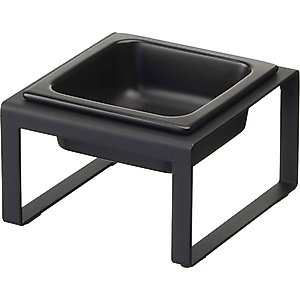 Yamazaki Home Tower Elevated Single Dog & Cat Bowl with Stand, 1.25-cup, Black, Tall