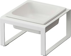 Yamazaki Home Tower Elevated Single Dog & Cat Bowl with Stand, 1.25-cup, White, Tall