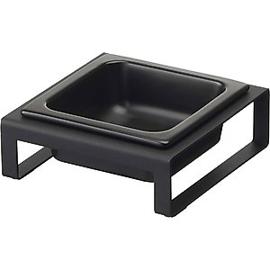Yamazaki Home Tower Elevated Single Dog & Cat Bowl with Stand, 1.25-cup, Black, Short