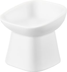 Yamazaki Home Tower Tilted Elevated Dog & Cat Bowl, 6.7-oz, White