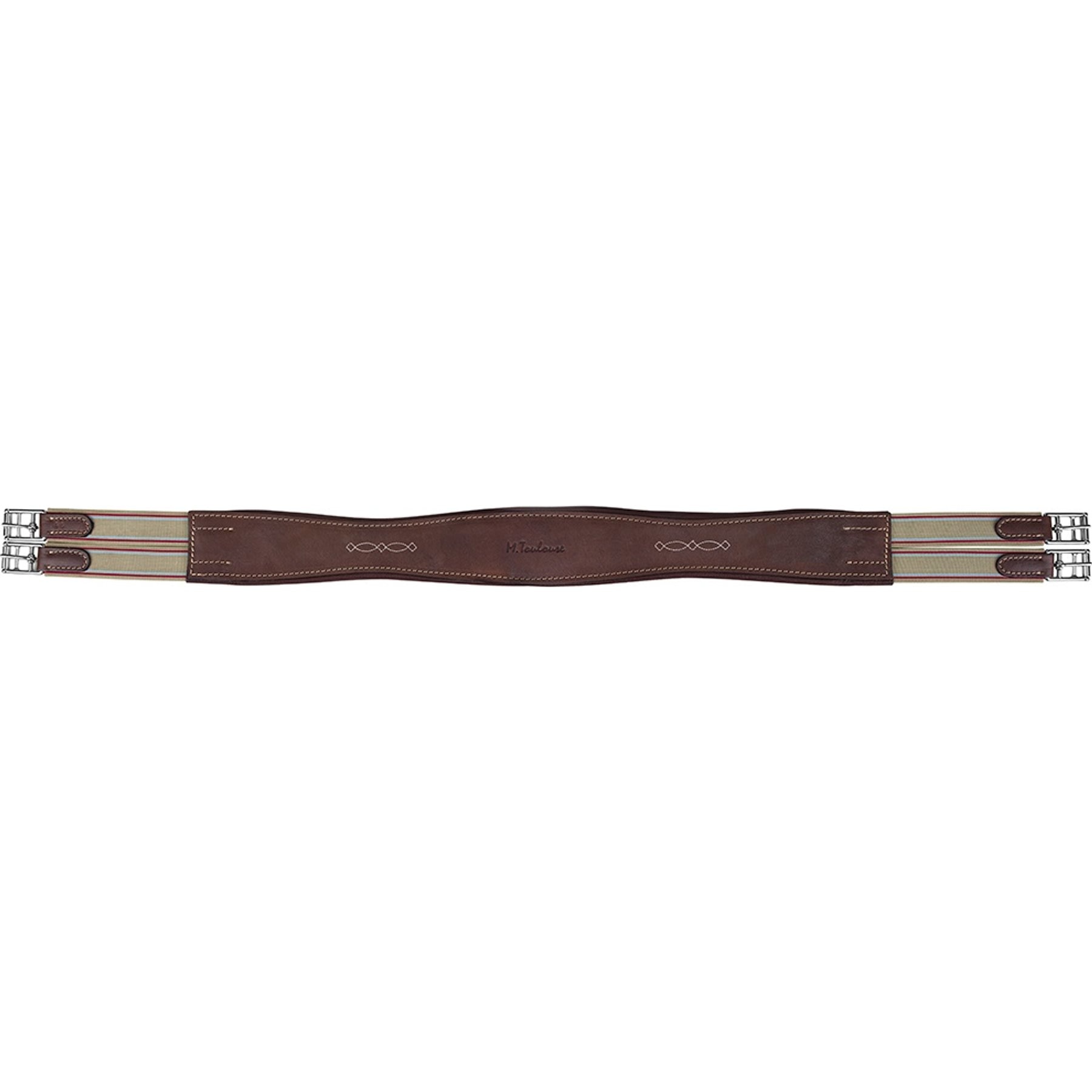 M. Toulouse Contour Shaped Padded Leather Horse Girth, Chocolate, 44-in