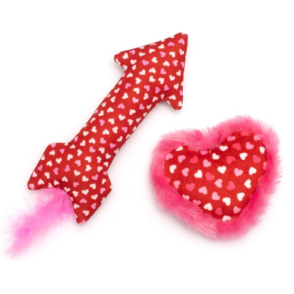 The Worthy Dog Cupid's Arrow & Heart Cat Toys with Catnip, Red, 2 count