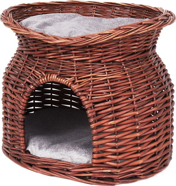 Show full view: Wisfor Indoor Wicker 2-Tier Basket Cat House, Brown, Medium slide 6 of 6