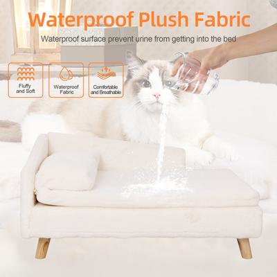 Show full view: Wisfor Elevated Waterproof L-Shaped Nordic Stool Cat Sofa Bed, White, Large slide 7 of 11