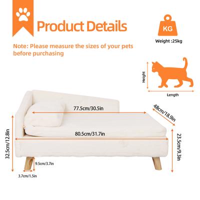 Show full view: Wisfor Elevated Waterproof L-Shaped Nordic Stool Cat Sofa Bed, White, Large slide 6 of 11