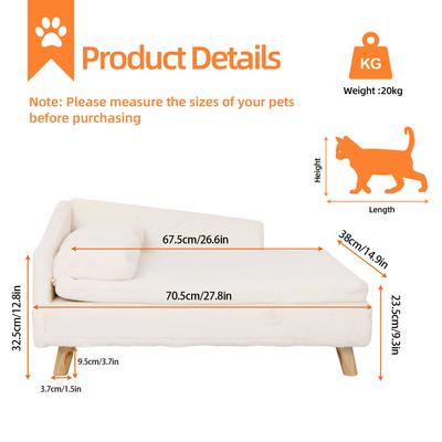 Show full view: Wisfor Elevated Waterproof L-Shaped Nordic Stool Cat Sofa Bed, White, Medium slide 5 of 10