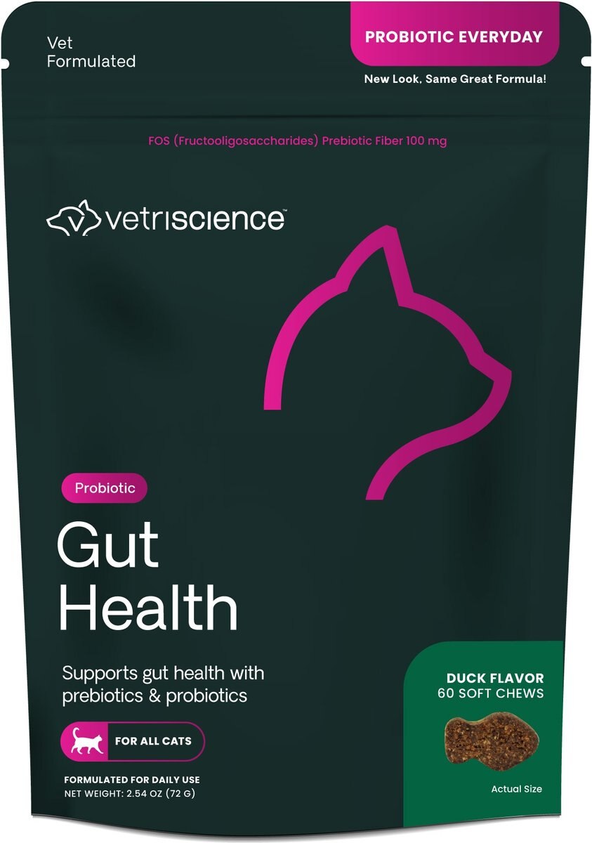 VetriScience Probiotic Everyday Duck Flavored Soft Chews Digestive Supplement for Cats