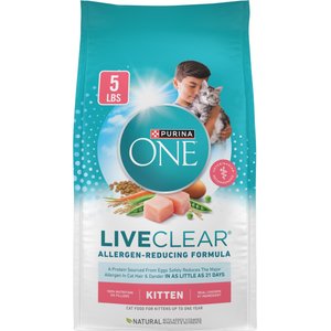 Purina ONE LiveClear Allergen-Reducing Formula Chicken Flavor Natural Kitten Dry Cat Food, 5-lb bag
