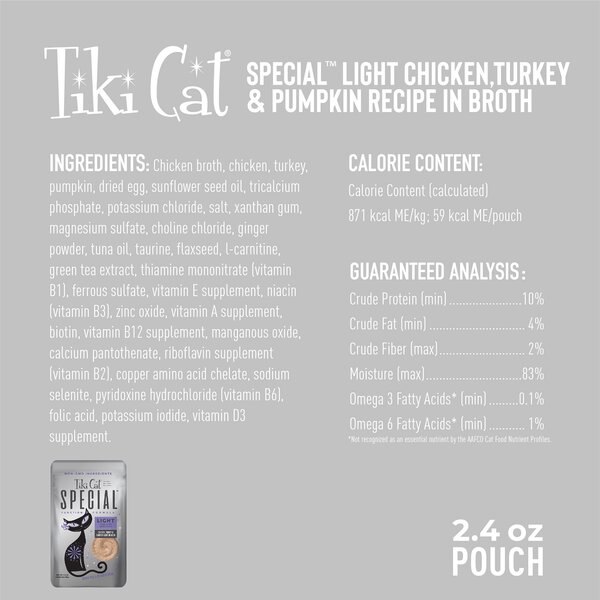 Tiki Cat Solutions Function Formula Light Chicken, Turkey & Pumpkin Recipe in Broth Wet Cat Food, 2.4-oz, case of 12