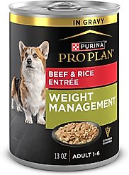 Purina Pro Plan Weight Control Adult High Protein Beef & Rice Entree Canned Dog Food, 13-oz can, case of 12