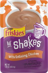 Friskies Pureed Topper Lil' Shakes with Enticing Chicken Cat Food, 1.55-oz pouch, case of 16